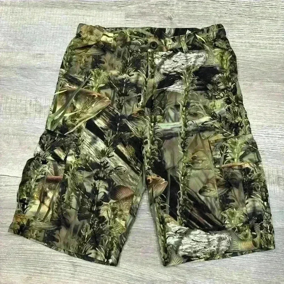 Bass Other - Paramount Outdoors Mens Fishouflage Bass Shorts Fish Print Cargo Pockets Small